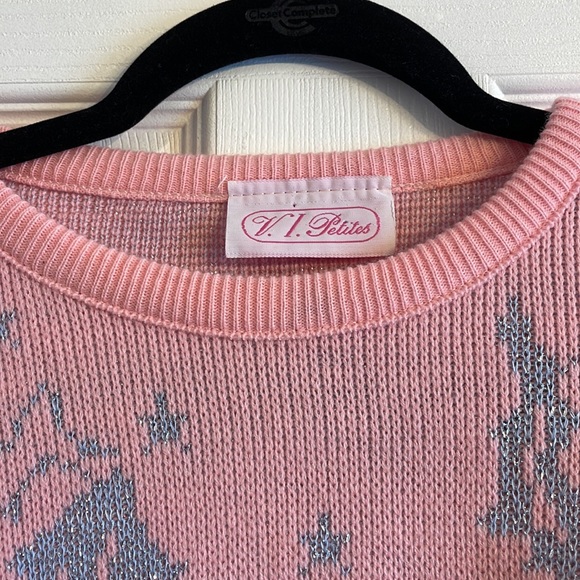 Vintage Pink and Silver Holiday Botanical Motif Crewneck - Picture 3 of 8